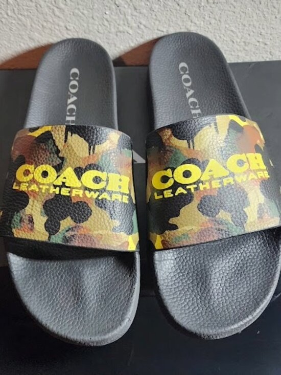 Coach Leatherware Men\'s Size 13 Camo Fatigue Pool Slides Sandals w/ Box